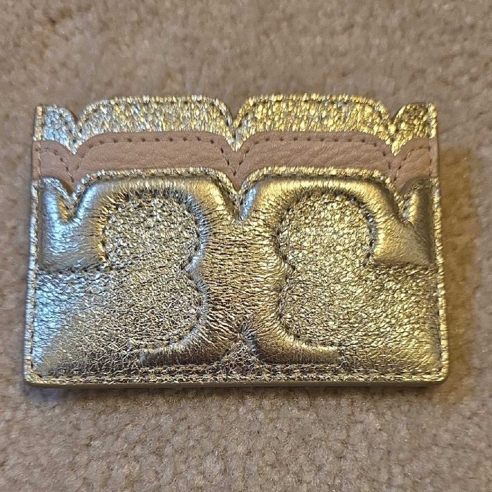 Tory Burch Metallic Gold and Pink Card Case